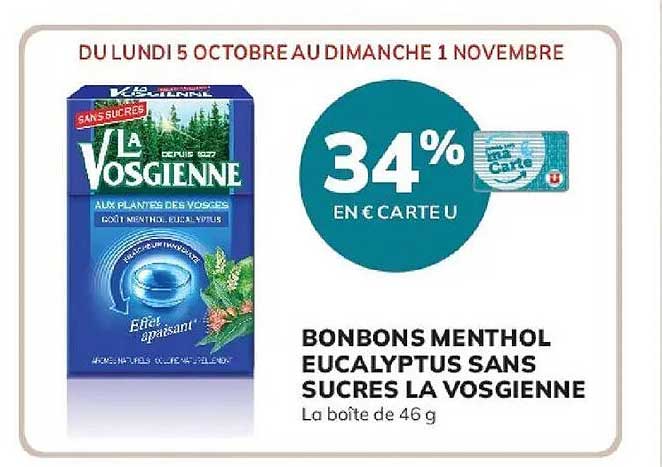 BONBONS MENTHOL EUCALYPTUS SANS SUCRES LA VOSGIENNE