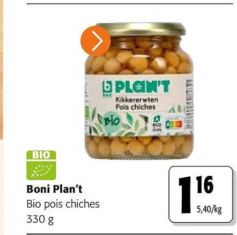 Boni Plan’t Bio pois chiches 330 g
