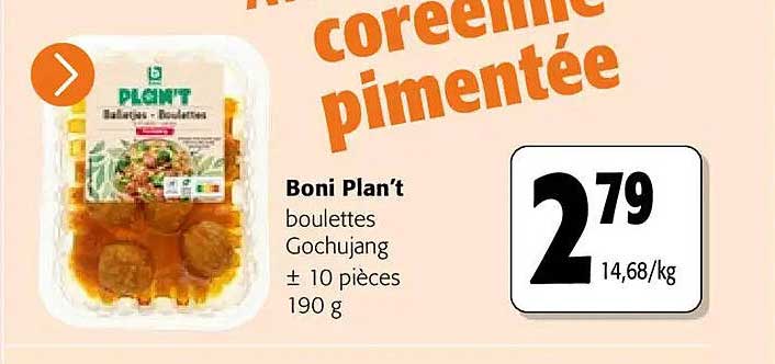Boni Plant boulettes Gochujang ± 10 pièces 190 g