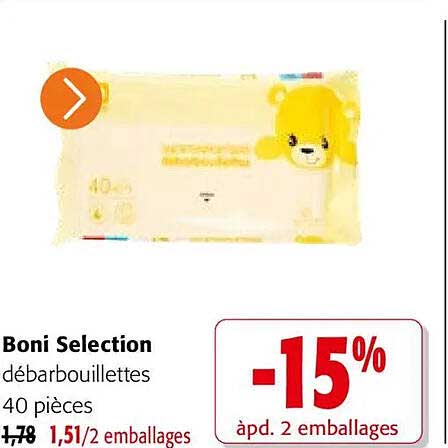 Boni Selection débarbouillettes 40 pièces