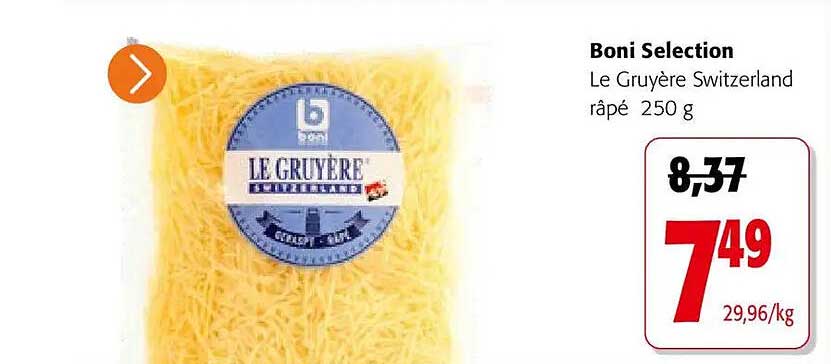 Boni Selection Le Gruyère Switzerland râpé 250 g