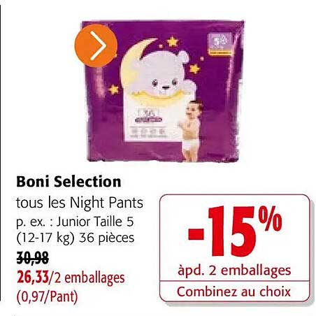 Boni Selection tous les Night Pants p. ex. : Junior Taille 5 (12-17 kg) 36 pièces