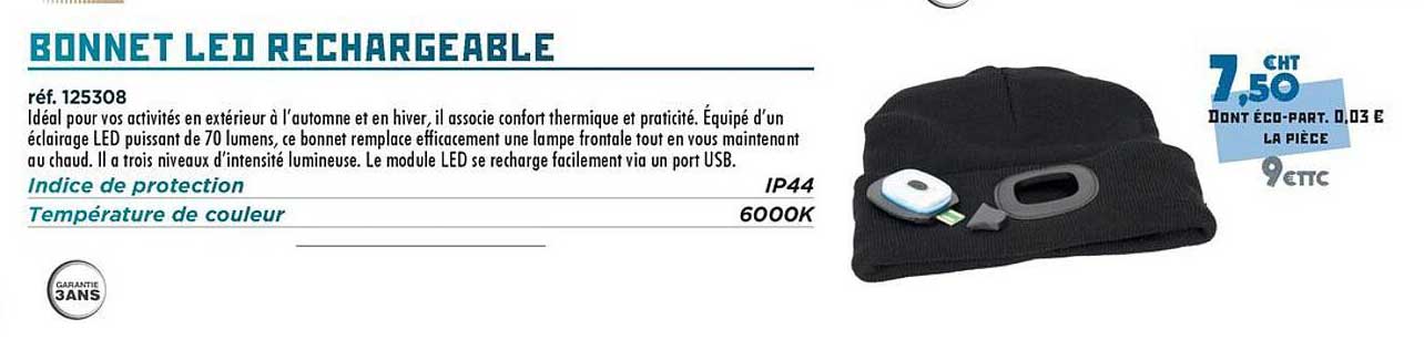 BONNET LED RECHARGEABLE