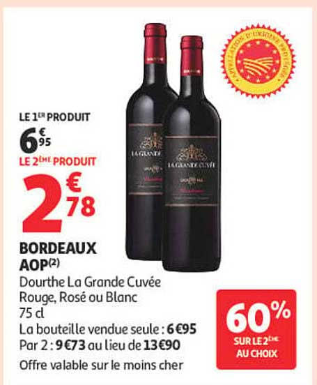 BORDEAUX AOP(2) Dourthe La Grande Cuvée Rouge, Rosé ou Blanc 75 cl