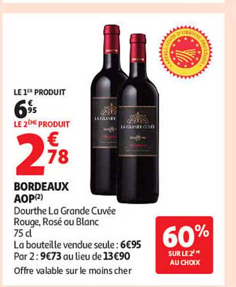BORDEAUX AOP(2) Dourthe La Grande Cuvée Rouge, Rosé ou Blanc 75 cl