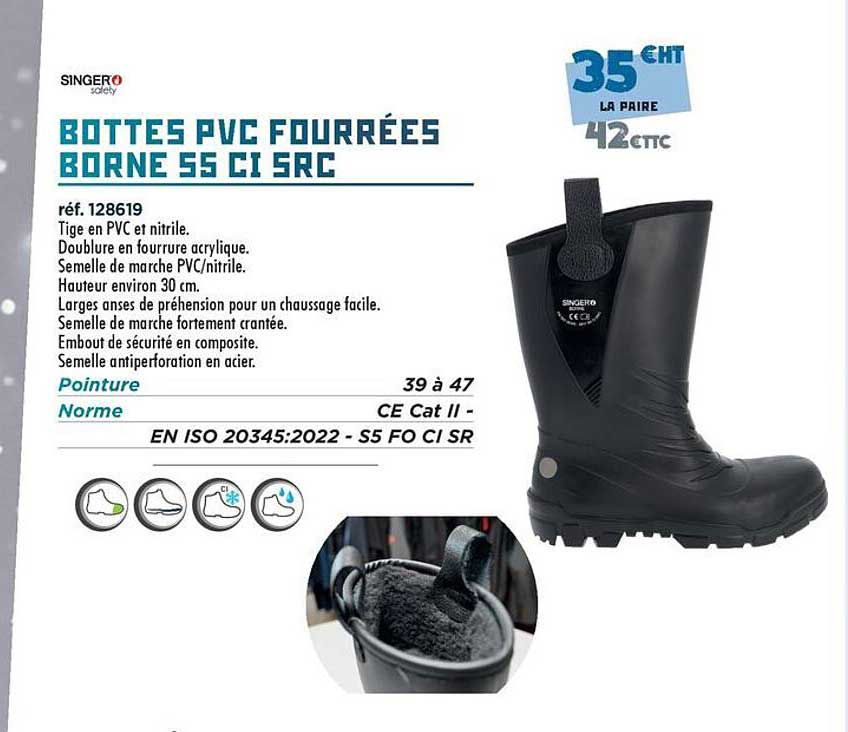 BOTTES PVC FOURRÉES BORNE S5 CI SRC