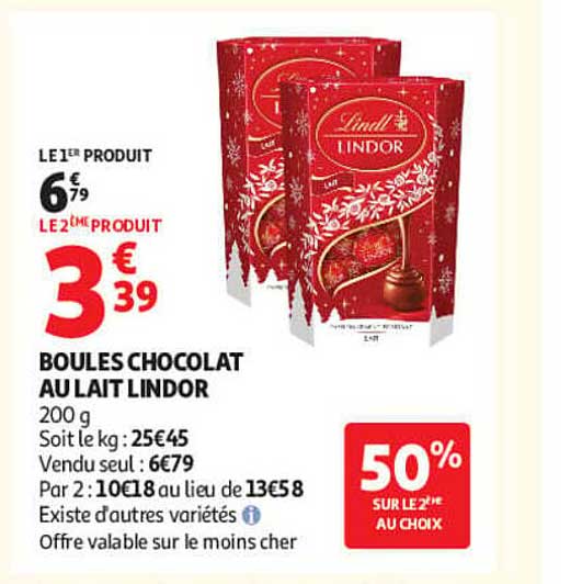 BOULES CHOCOLAT AU LAIT LINDOR 200 g