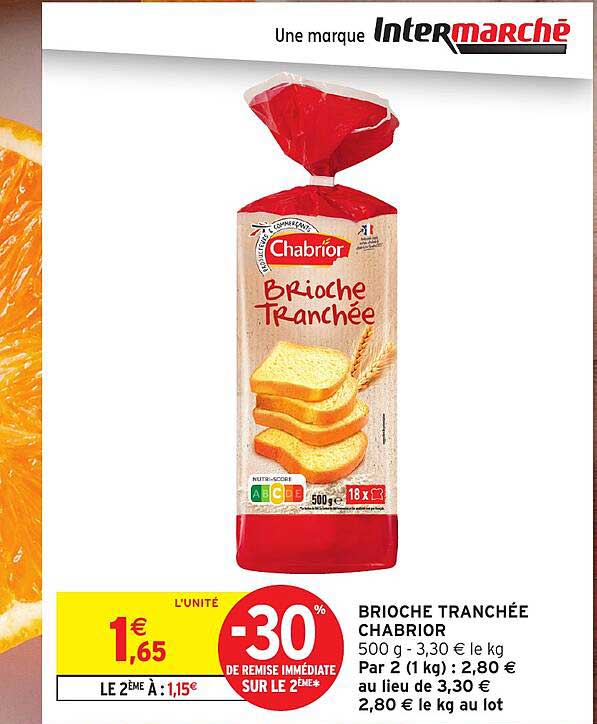 BRIOCHE TRANCHÉE CHABRIOR