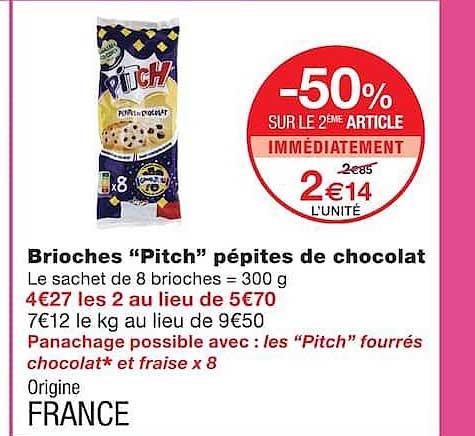 Brioches “Pitch” pépites de chocolat