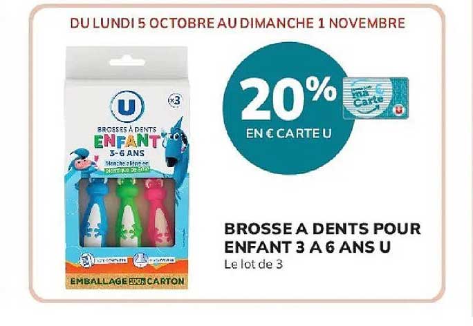 BROSSE A DENTS POUR ENFANT 3 A 6 ANS U