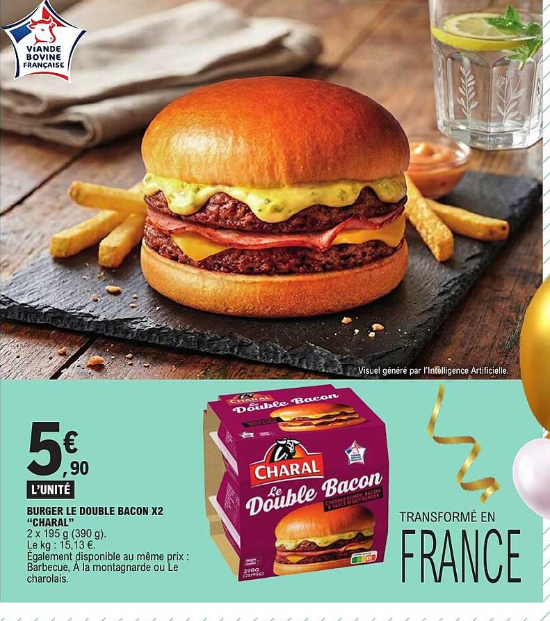BURGER DE DOUBLE BACON X2 "CHARAL"