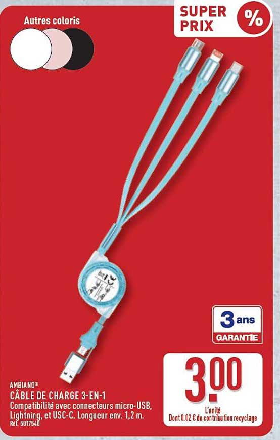 CÂBLE DE CHARGE 3-EN-1