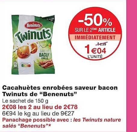 Cacahuètes enrobées saveur bacon Twiuts de “Benenuts”