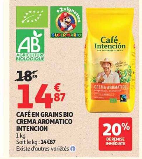 CAFÉ EN GRAINS BIO CREMA AROMATICO INTENCION