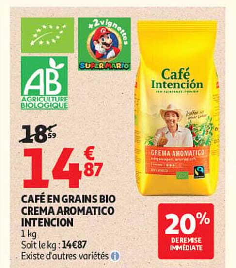CAFÉ EN GRAINS BIO CREMA AROMATICO INTENCION