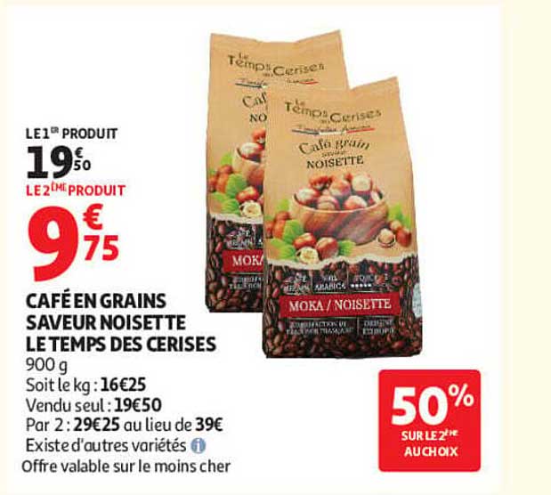 CAFÉ EN GRAINS SAVEUR NOISETTE LE TEMPS DES CERISES 900 g