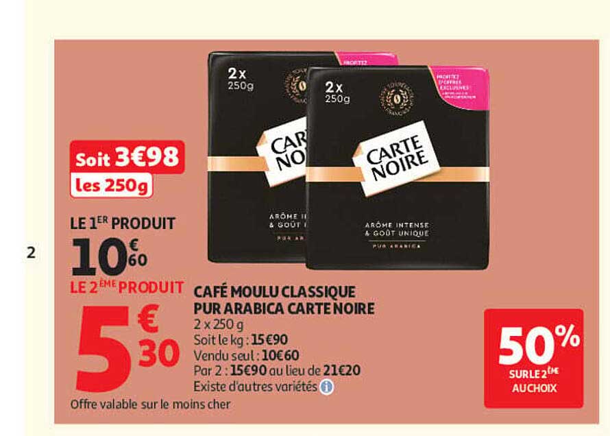 CAFÉ MOULU CLASSIQUE PUR ARABICA CARTE NOIRE