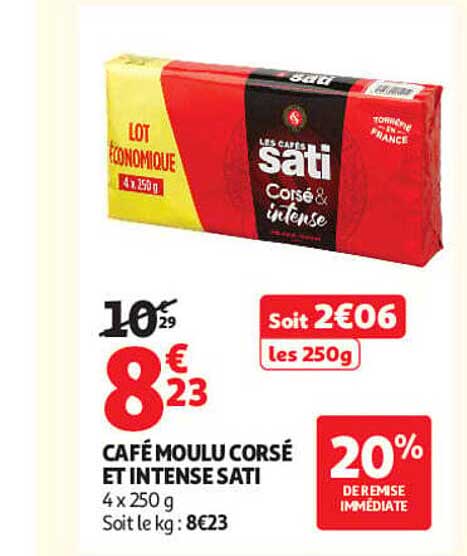 CAFÉ MOULU CORSÉ ET INTENSE SATI 4 x 250 g