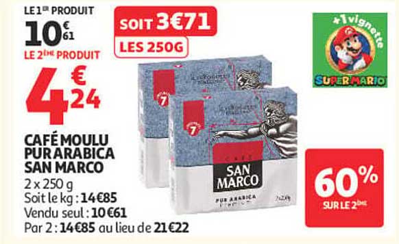 CAFÉ MOULU PUR ARABICA SAN MARCO