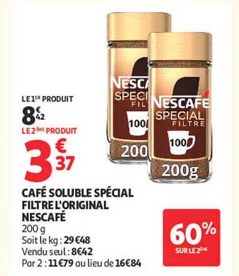 CAFÉ SOLUBLE SPÉCIAL FILTRE L'ORIGINAL NESCAFÉ