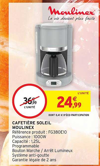CAFETIÈRE SOLEIL MOULINEX