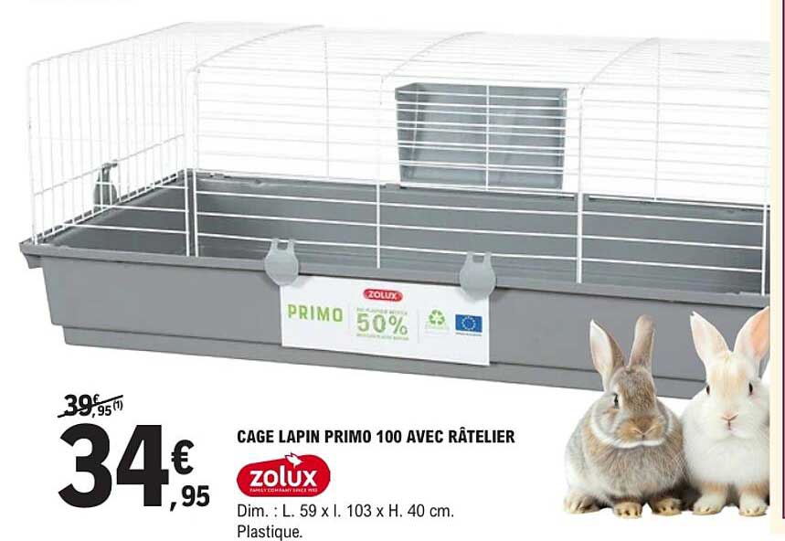 CAGE LAPIN PRIMO 100 AVEC RÂTELIER