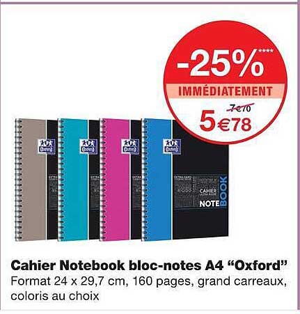 Cahier Notebook bloc-notes A4 “Oxford”
