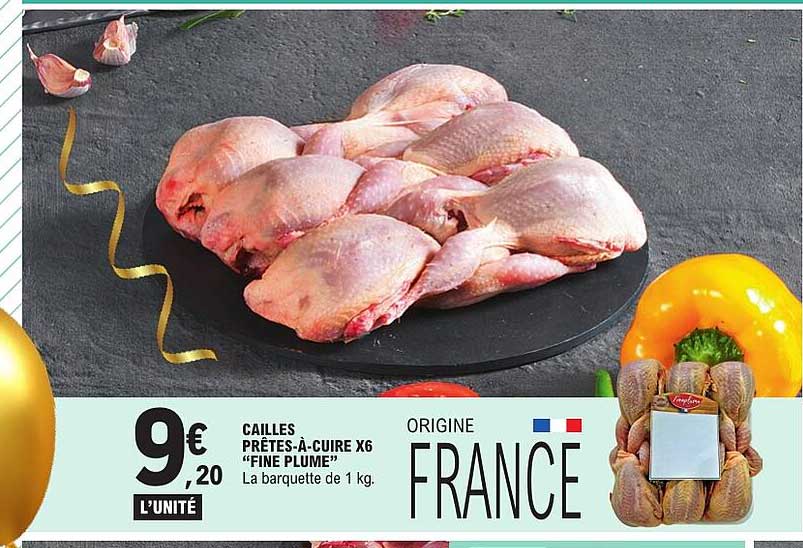 CAILLES PRÊTES-À-CUIRE X6 "FINE PLUME"