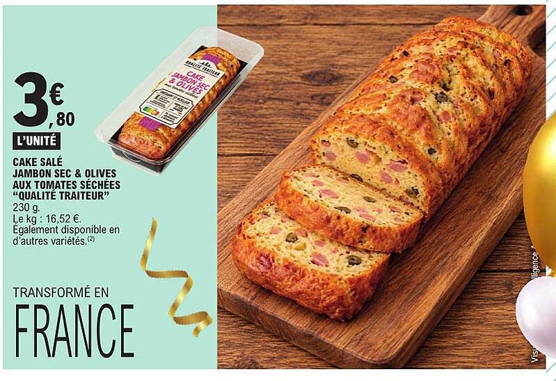 CAKE SALÉ JAMBON SEC & OLIVES AUX TOMATES SÉCHÉES “QUALITÉ TRAITEUR”