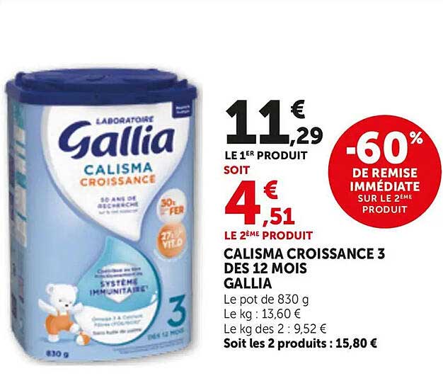 CALISMA CROISSANCE 3 DES 12 MOIS GALLIA
