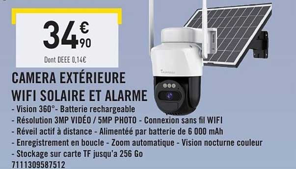 CAMERA EXTÉRIEURE WIFI SOLAIRE ET ALARME