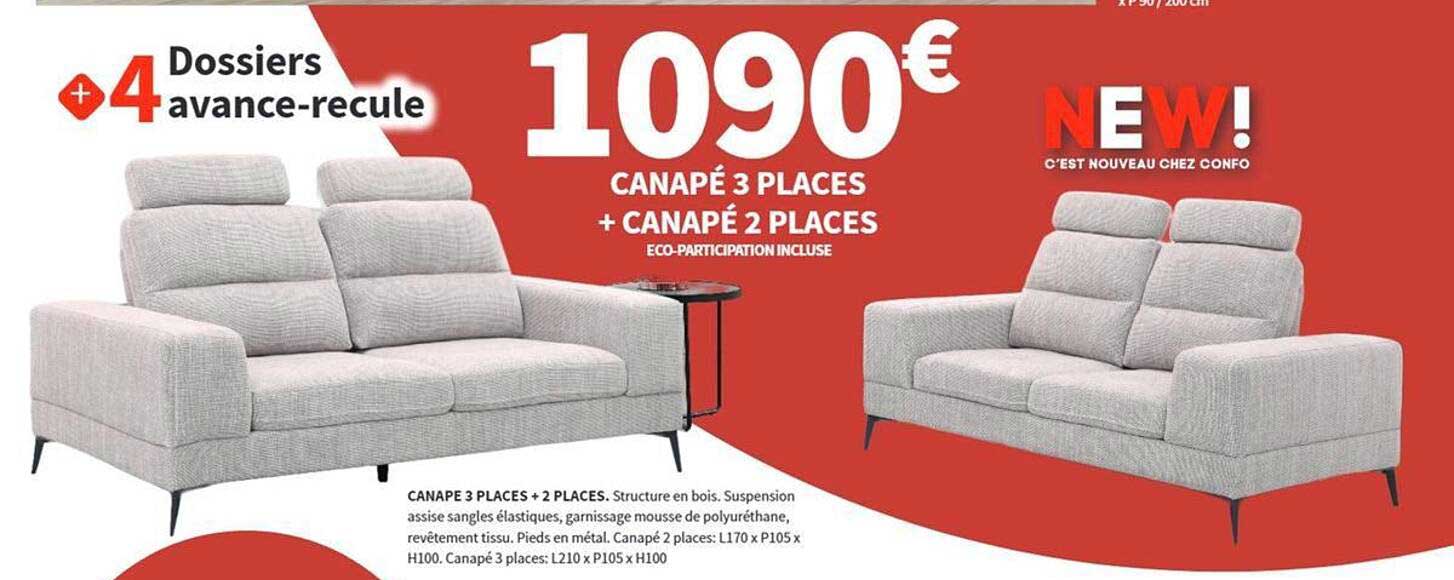 CANAPÉ 3 PLACES + CANAPÉ 2 PLACES