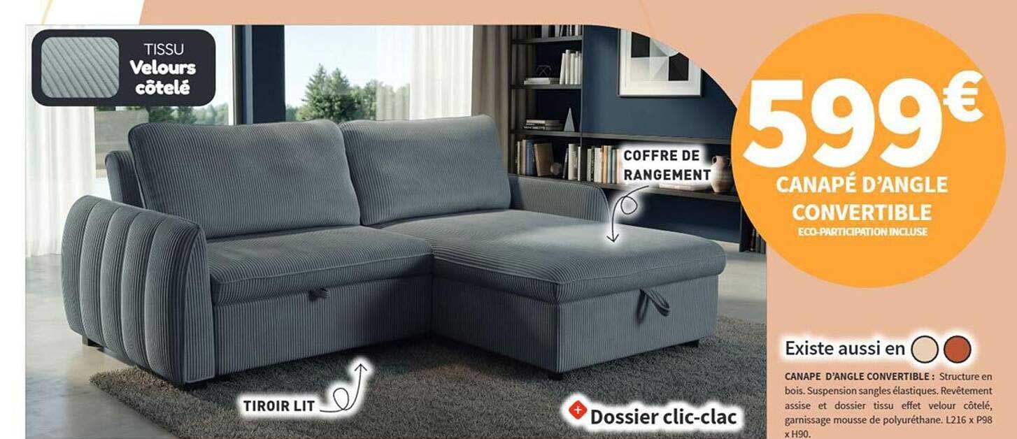 CANAPÉ D’ANGLE CONVERTIBLE