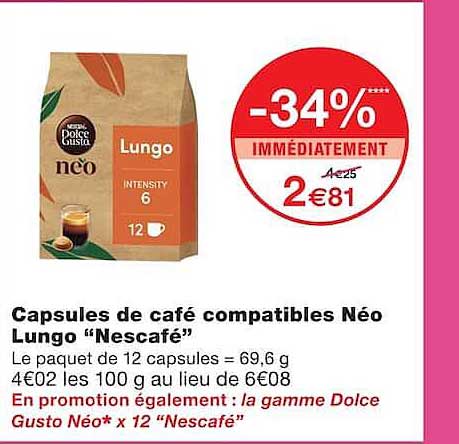 Capsules de café compatibles Néo Lungo “Nescafé”