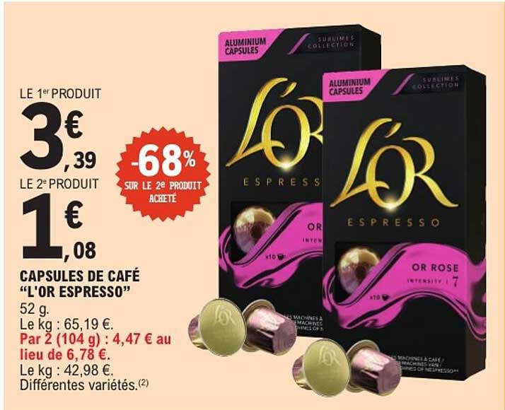 CAPSULES DE CAFÉ “L’OR ESPRESSO”