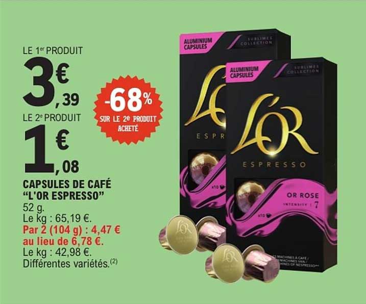 CAPSULES DE CAFÉ “L'OR ESPRESSO”