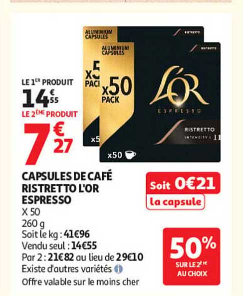 CAPSULES DE CAFÉ RISTRETTO L'OR ESPRESSO