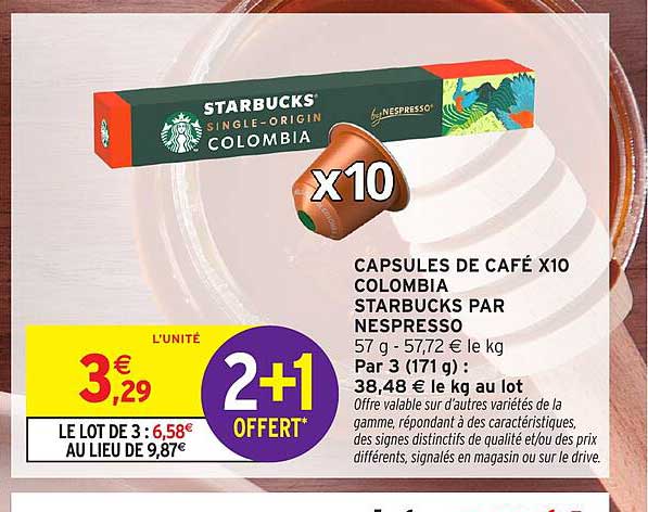 CAPSULES DE CAFÉ X10 COLOMBIA STARBUCKS PAR NESPRESSO