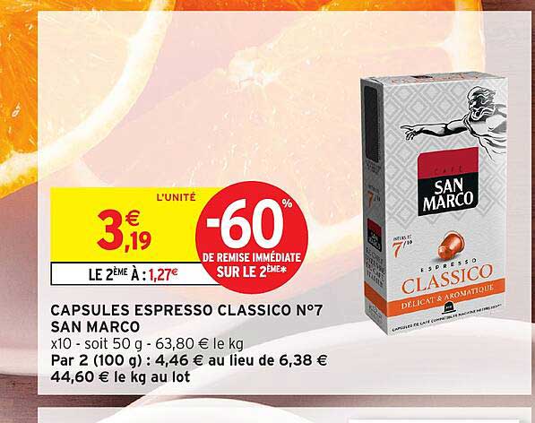 CAPSULES ESPRESSO CLASSICO N°7 SAN MARCO