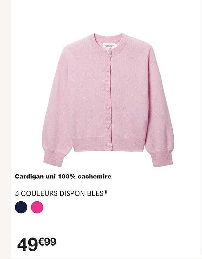 Cardigan uni 100% cachemire