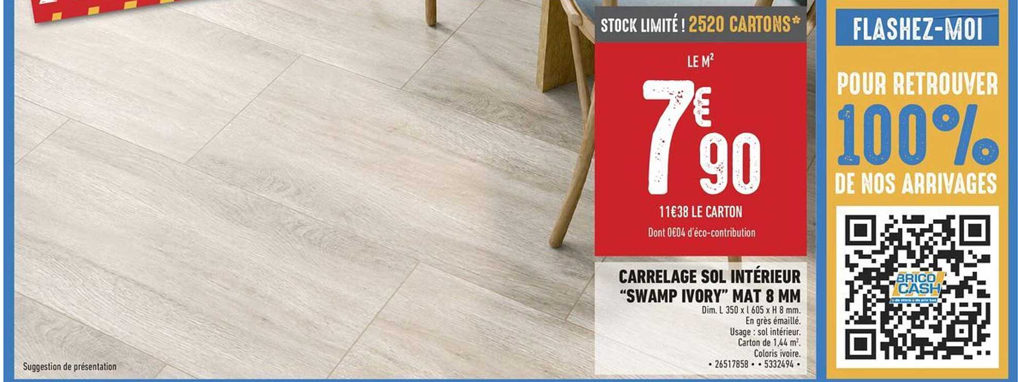 CARRELAGE SOL INTÉRIEUR “SWAMP IVORY” MAT 8 MM