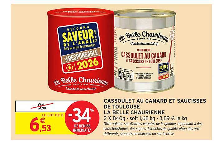 CASSOULET AU CANARD ET SAUCISSES DE TOULOUSE LA BELLE CHAURIENNE