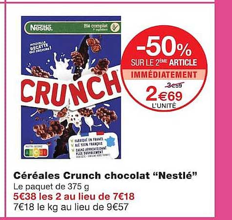 Céréales Crunch chocolat “Nestlé”