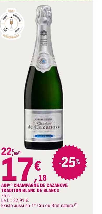 CHAMPAGNE DE CAZANOVE TRADITION BLANC DE BLANCS