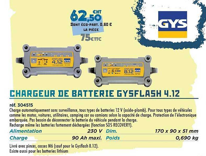 CHARGEUR DE BATTERIE GYSFLASH 4.12