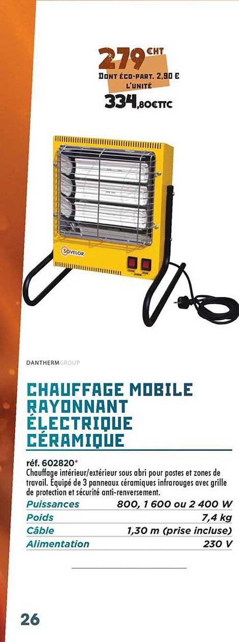 CHAUFFAGE MOBILE RAYONNANT ÉLECTRIQUE CÉRAMIQUE