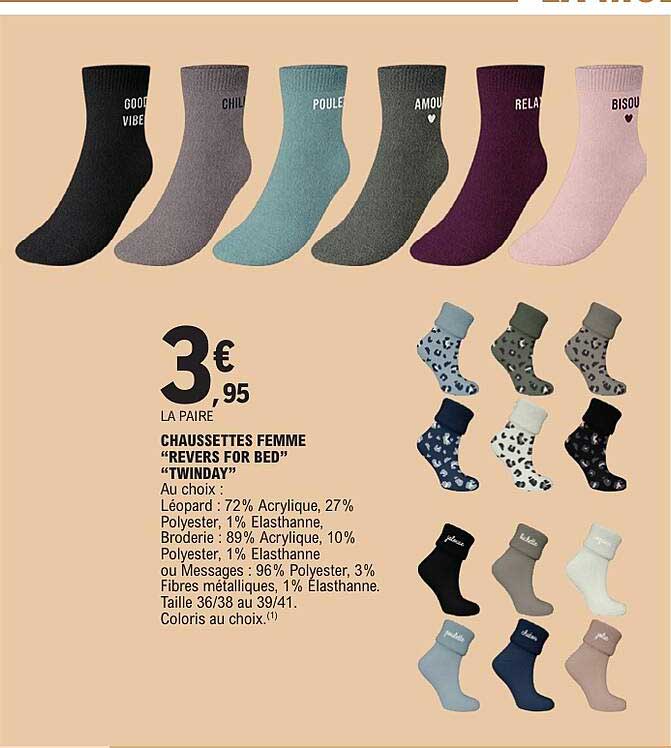 CHAUSSETTES FEMME “REVERS FOR BED” “TWINDAY”
