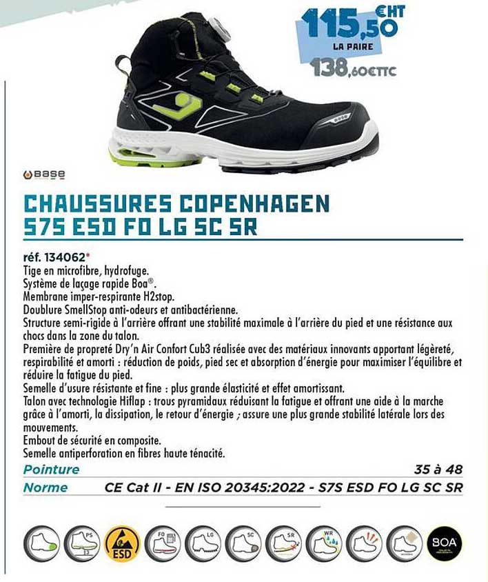 CHAUSSURES COPENHAGEN S75 ESD FO LG SC SR