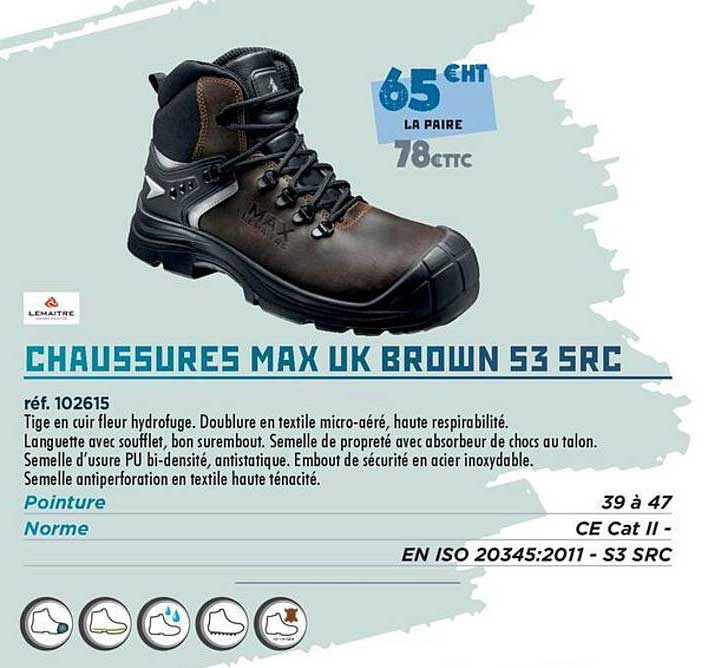 CHAUSSURES MAX UK BROWN S3 SRC