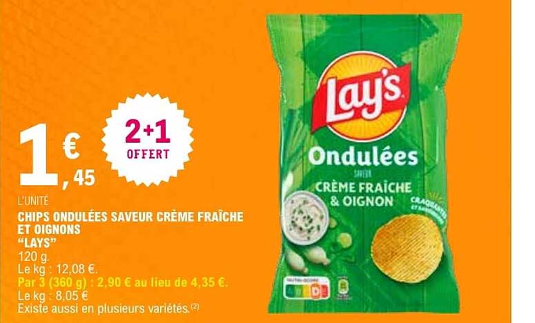 Chips ondulées saveur crème fraîche et oignons “Lay's”